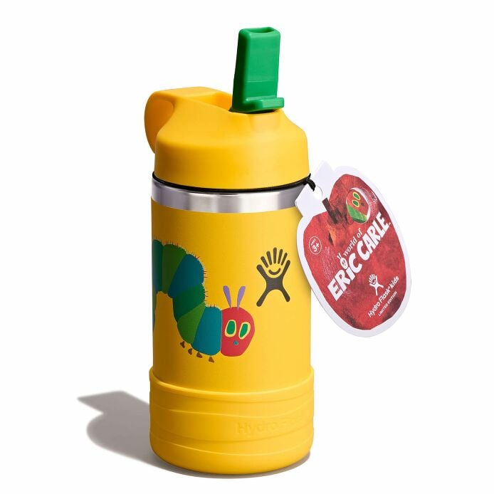 kids-12-oz-bottle-world-of-eric-carletm-c5 le26-w12-1000-kids-12-oz-wide-straw-cap-and-boot-yellow-caterpillar-angled-lid-open-withtag_1.jpg